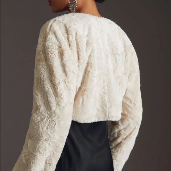 Maeve Cream Faux Fur Shrug - Picture 5 of 6